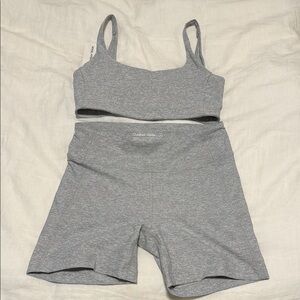 Outdoor Voices dove grey workout set